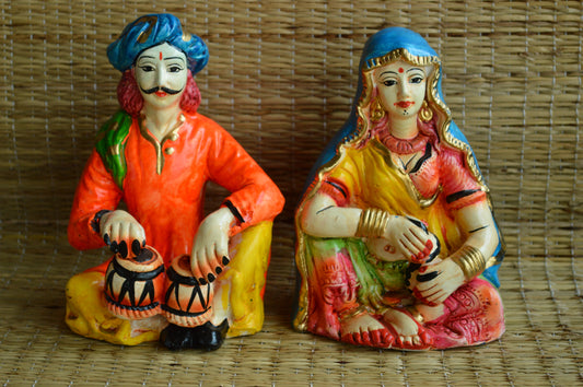 Navaratri Handcrafted Rajasthani Musical Set Of 2 Traditional Indian Golu Doll