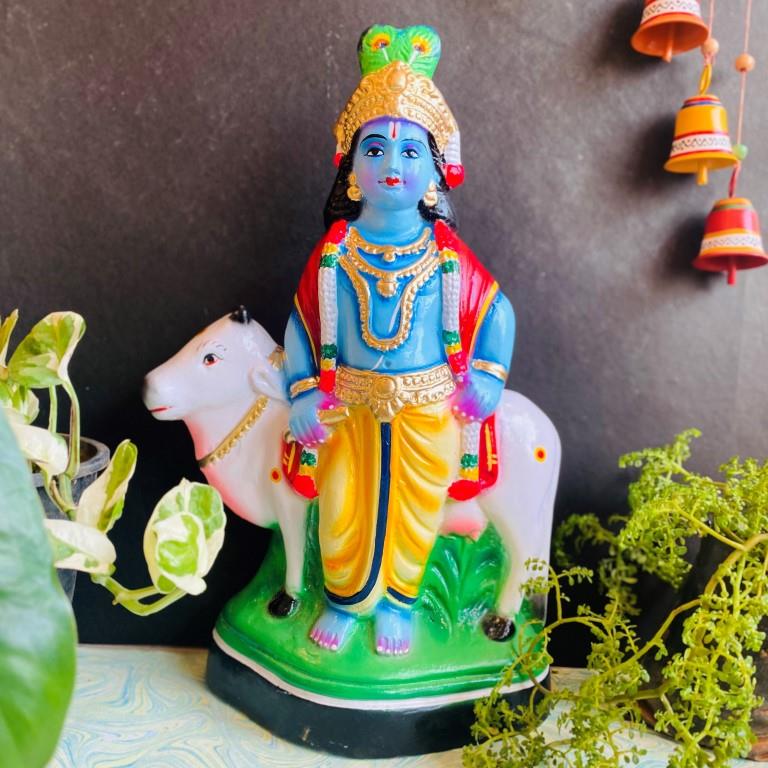 Navarathri Golu Dolls Krishna With Cow