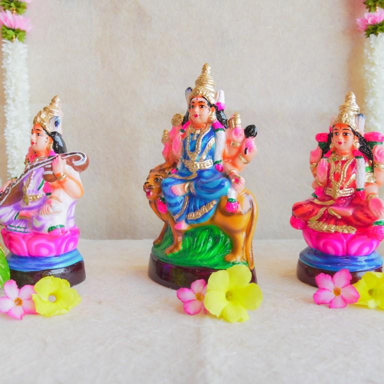 Navarathri Golu Dolls Durga Lakshmi Saraswathi Set