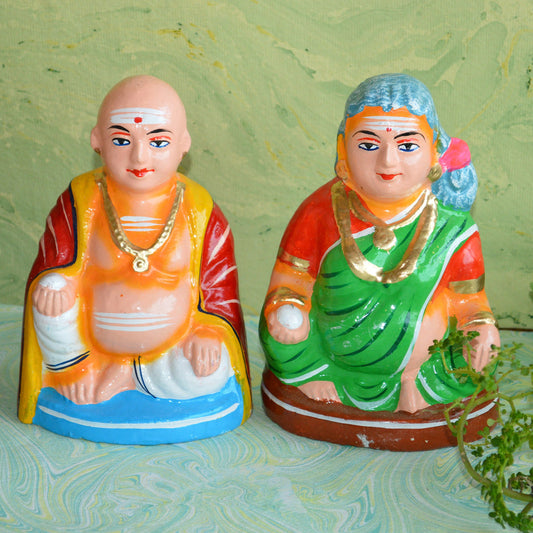 Navaratri Handcrafted Chettiyar And Chettichi Pattai Traditional Indian Golu Doll