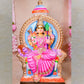 Handcrafted Navarathri Golu doll of Goddess Lalithambigai seated on a decorative throne, adorned in vibrant pink and gold accents.