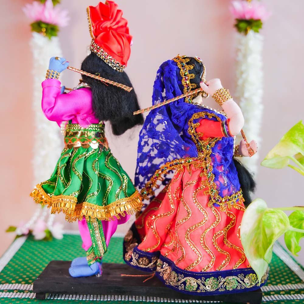 Costume Dolls Radha Krishna Dandiya-Assorted Colours