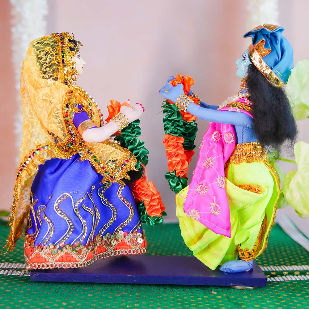 Costume Dolls Radha Krishna Exchanging Garlands-Assorted Colours