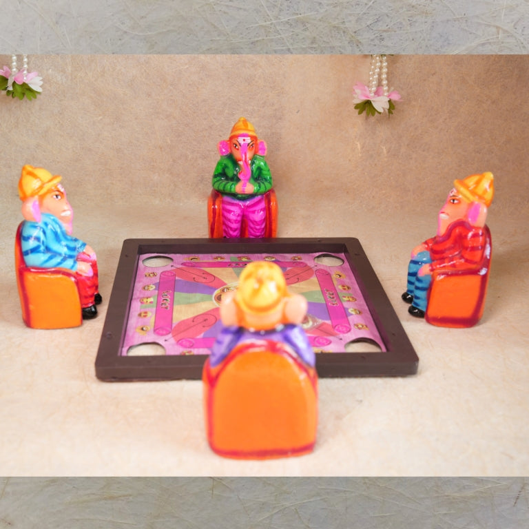 Navarathri Golu Dolls Ganesha Playing Carrom