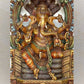 Ashtabhuja Lord Ganesha Seated On Kirtimukha Throne - Vaagai Wood Handcrafted Statue