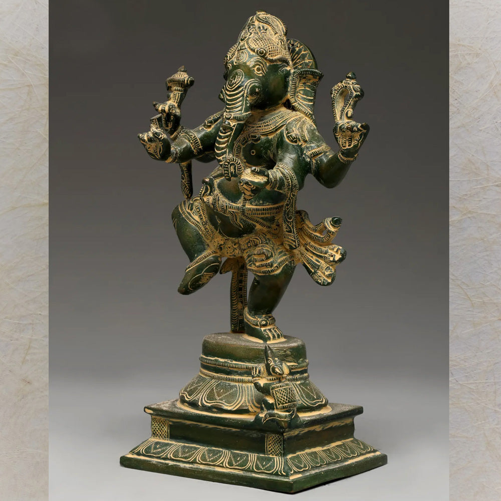 Dancing Lord Ganesha Brass Statue – Handcrafted Spiritual Art With Intricate Detailing