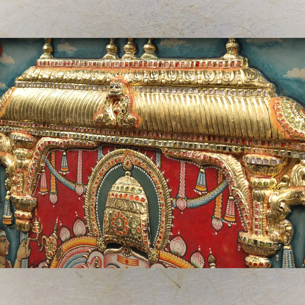 Ganapati Tanjore Painting – Handcrafted Traditional Artwork With Gold Foil Detailing