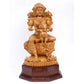 Seated Gauri-Ganesha Wood Statue – Handcrafted Traditional Wooden Sculpture