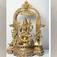 Superfine Tripura Sundari With Ganesha And Lakshmi – Handcrafted Brass Statue With Intricate Detailing