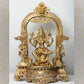 Superfine Tripura Sundari With Ganesha And Lakshmi – Handcrafted Brass Statue With Intricate Detailing