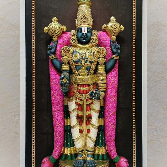 Balaji Nijapada Dharshana In Prabhavali 3D Handmade Wall Sculpture Divine Temple And Home Decor