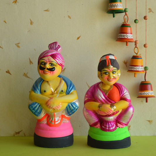 Navaratri Handcrafted Couple Dancing Head Traditional Indian Golu Doll