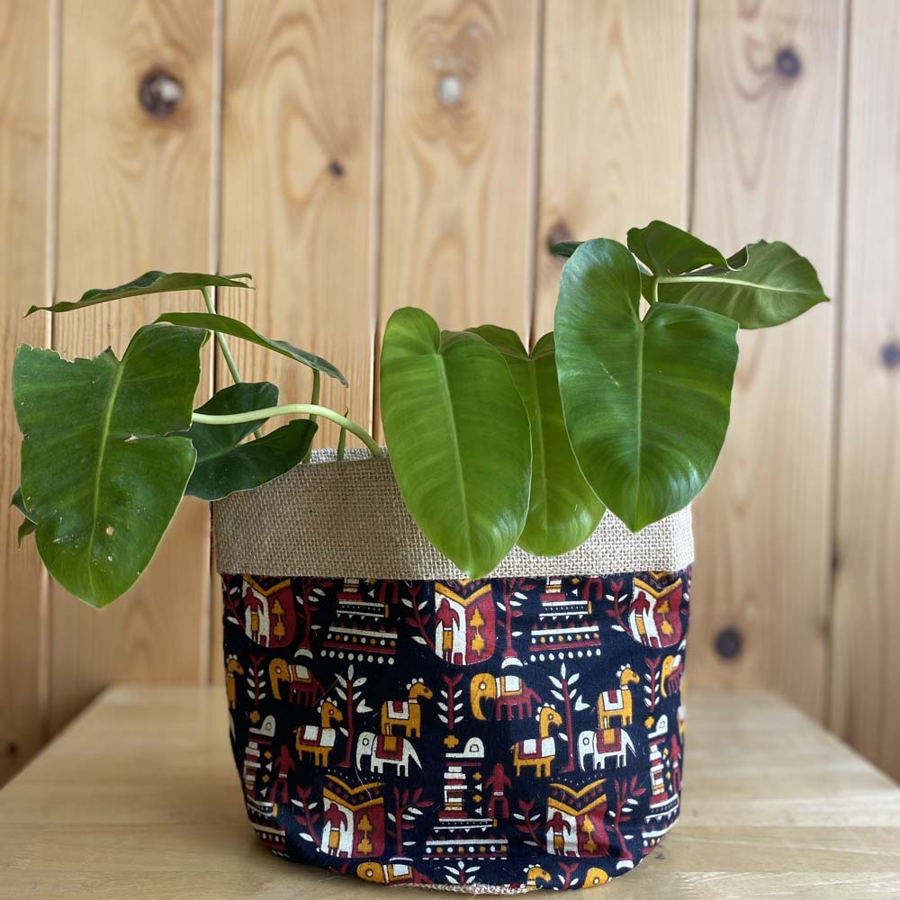 Natural Jute With Print Plant Holders Elephant & H