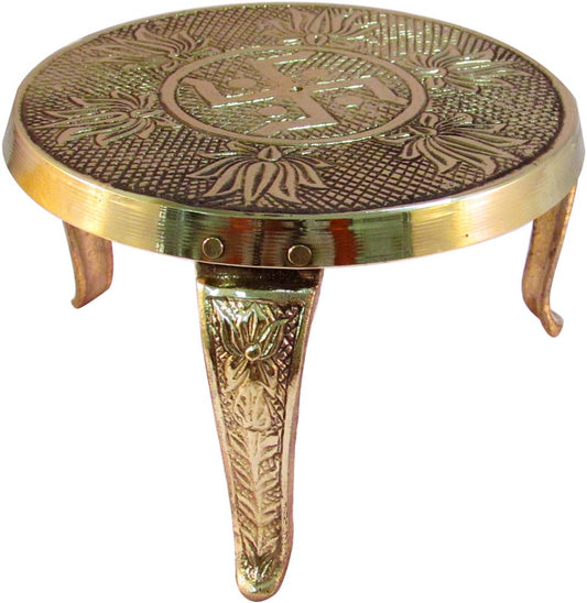 Brass Eternal Mukali pedestal with floral design, ideal for deities, idols, or home decor.