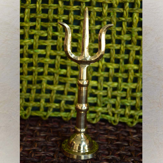 Brass Eternal Sulam (Trident) used in Hindu rituals, representing Lord Shiva's weapon, perfect for pooja and spiritual practices.